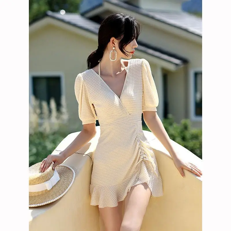 Swimsuit Women's One-piece Swimsuit Conservative Thin Bubble Hot Spring Swimsuit Steel Support Gathered Fairy Beach Wear
Swimsuit Women's One-piece Swimsuit Conservative Thin Bubble Hot Spring Swimsuit Steel Support Gathered Fairy Beach Wear