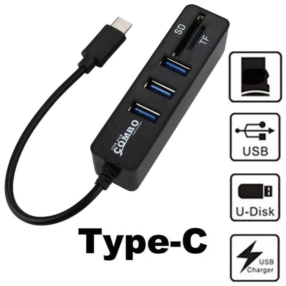 

Type C HUB 2 in1 Type-C OTG USB Hub Splitter Combo 3 PortsHab TF SD Card Reader All In One For PC Computer Accessories 20J29