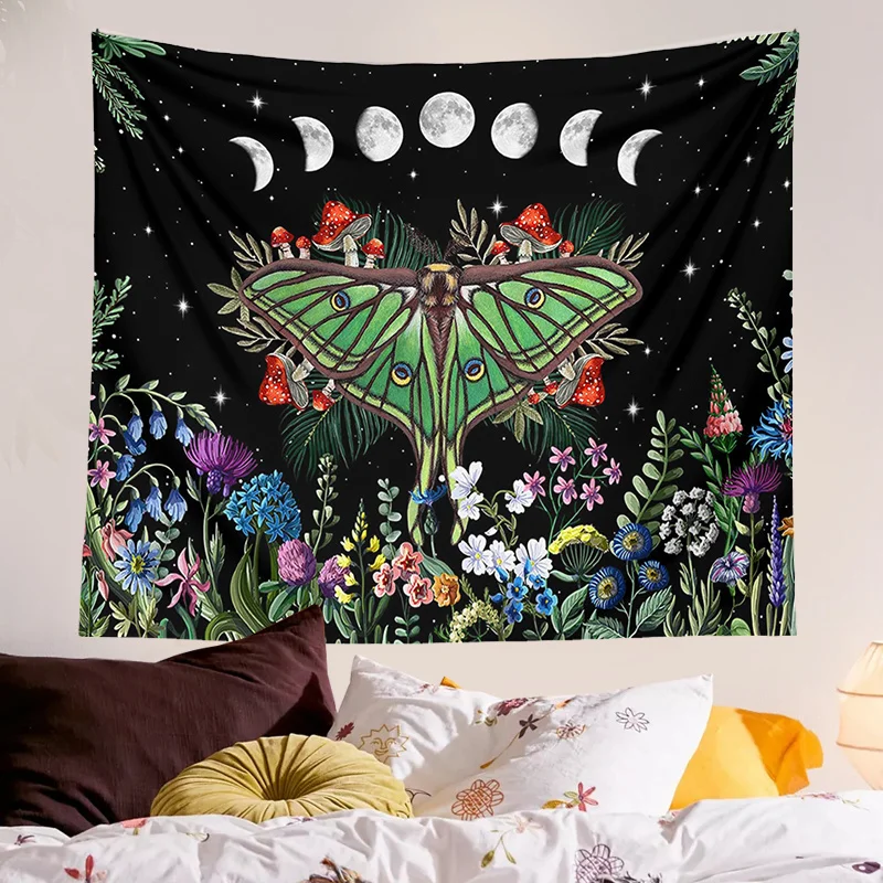 Moth Tapestry Moon Phase Wall Hanging Colorful Floral Mushroom Butterfly For Bedroom Aesthetic Black For Living Room Dorm Decor
Moth Tapestry Moon Phase Wall Hanging Colorful Floral Mushroom Butterfly For Bedroom Aesthetic Black For Living Room Dorm Decor