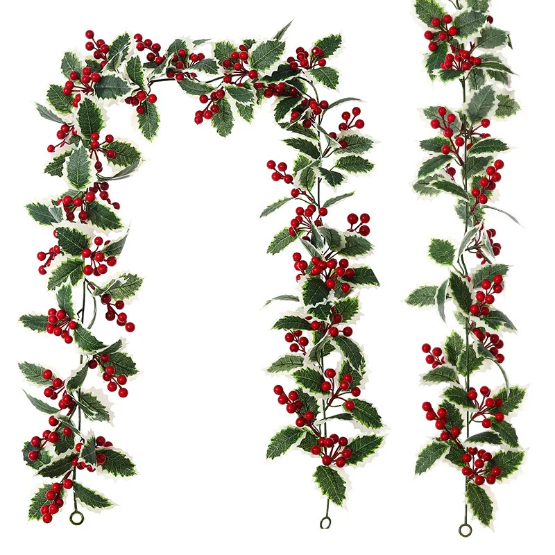 Artificial Christmas Rattan Holly Leaves Red Berries Vine DIY Garland Xmas Tree Hanging Ornaments Wreath Home Decoration 
Artificial Christmas Rattan Holly Leaves Red Berries Vine DIY Garland Xmas Tree Hanging Ornaments Wreath Home Decoration