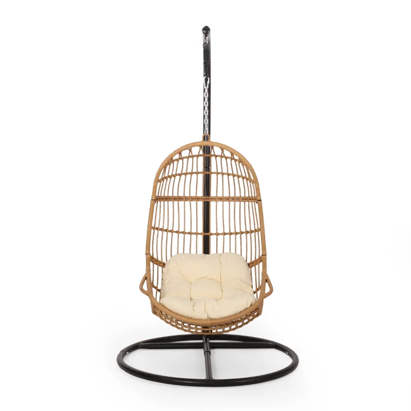 Noble House Hebron Wicker Rattan Hanging Chair with Cushion and Stand - Beige/Light Brown
Noble House Hebron Wicker Rattan Hanging Chair with Cushion and Stand - Beige/Light Brown