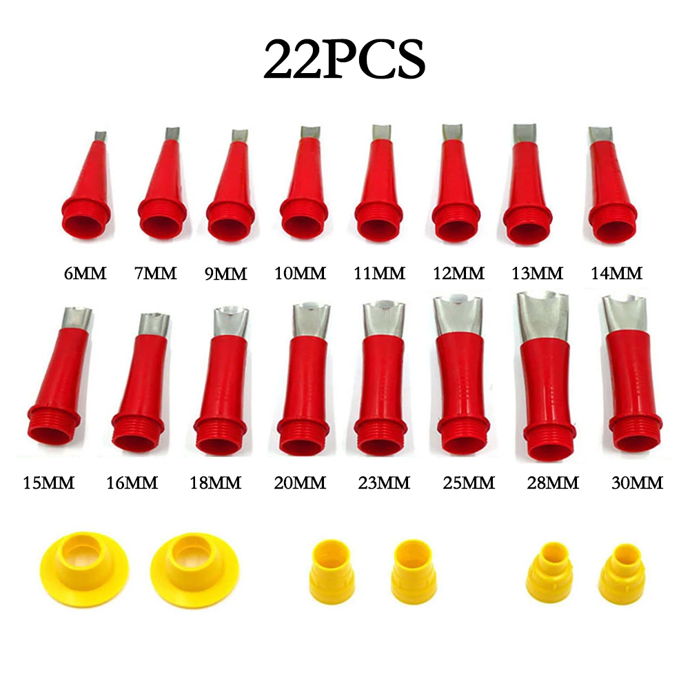 22Pcs Stainless Steel Caulk Nozzle 6-30mm Applicator With Base Caulking Finisher Sealant Finishing Tool For Kitchen Bathroom
22Pcs Stainless Steel Caulk Nozzle 6-30mm Applicator With Base Caulking Finisher Sealant Finishing Tool For Kitchen Bathroom