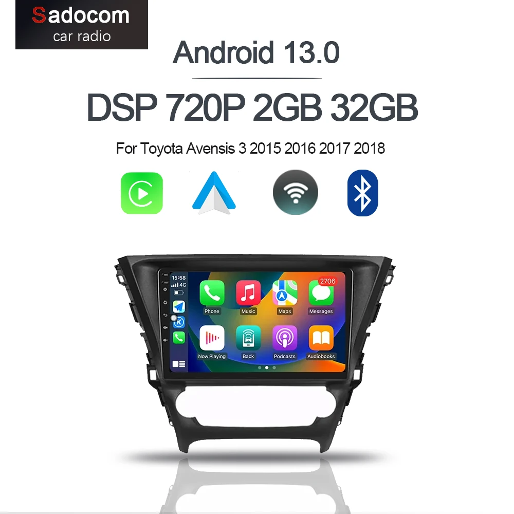 720P 6G + 128G беспроводной Carplay 9 "Android 13 0 Автомобильный плеер GPS DSP WIFI Стерео