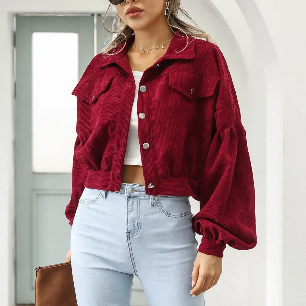 Женская укороченная куртка, винтажная Вельветовая укороченная куртка с рукавами-фонариками для осени, женское шикарное однобортное пальто, верхняя одежда 
Женская укороченная куртка, винтажная Вельветовая укороченная куртка с рукавами-фонариками для осени, женское шикарное однобортное пальто, верхняя одежда