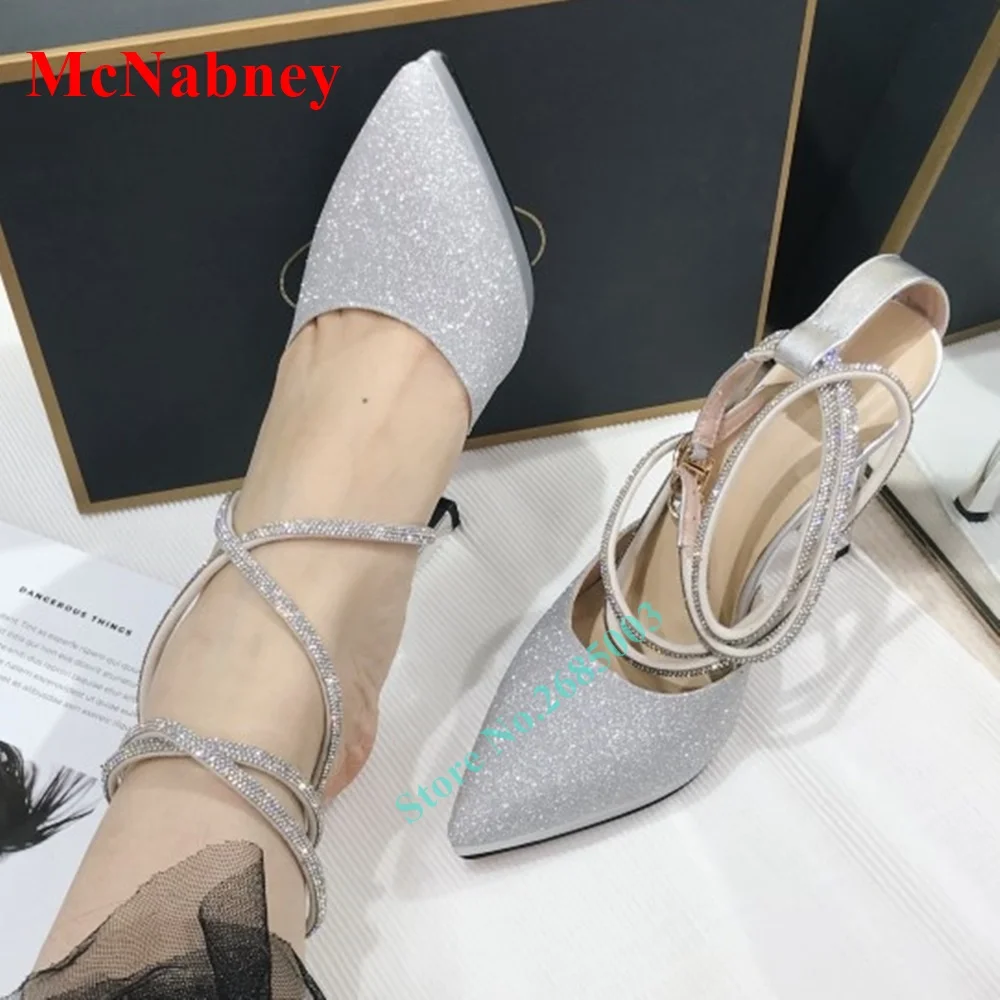 Rhinestone Buckle Lace Up Sandals Women Shoes Pointy Toe Solid Shallow Thin High Heel Slingback Sandals New Fashion Party Dress
Rhinestone Buckle Lace Up Sandals Women Shoes Pointy Toe Solid Shallow Thin High Heel Slingback Sandals New Fashion Party Dress