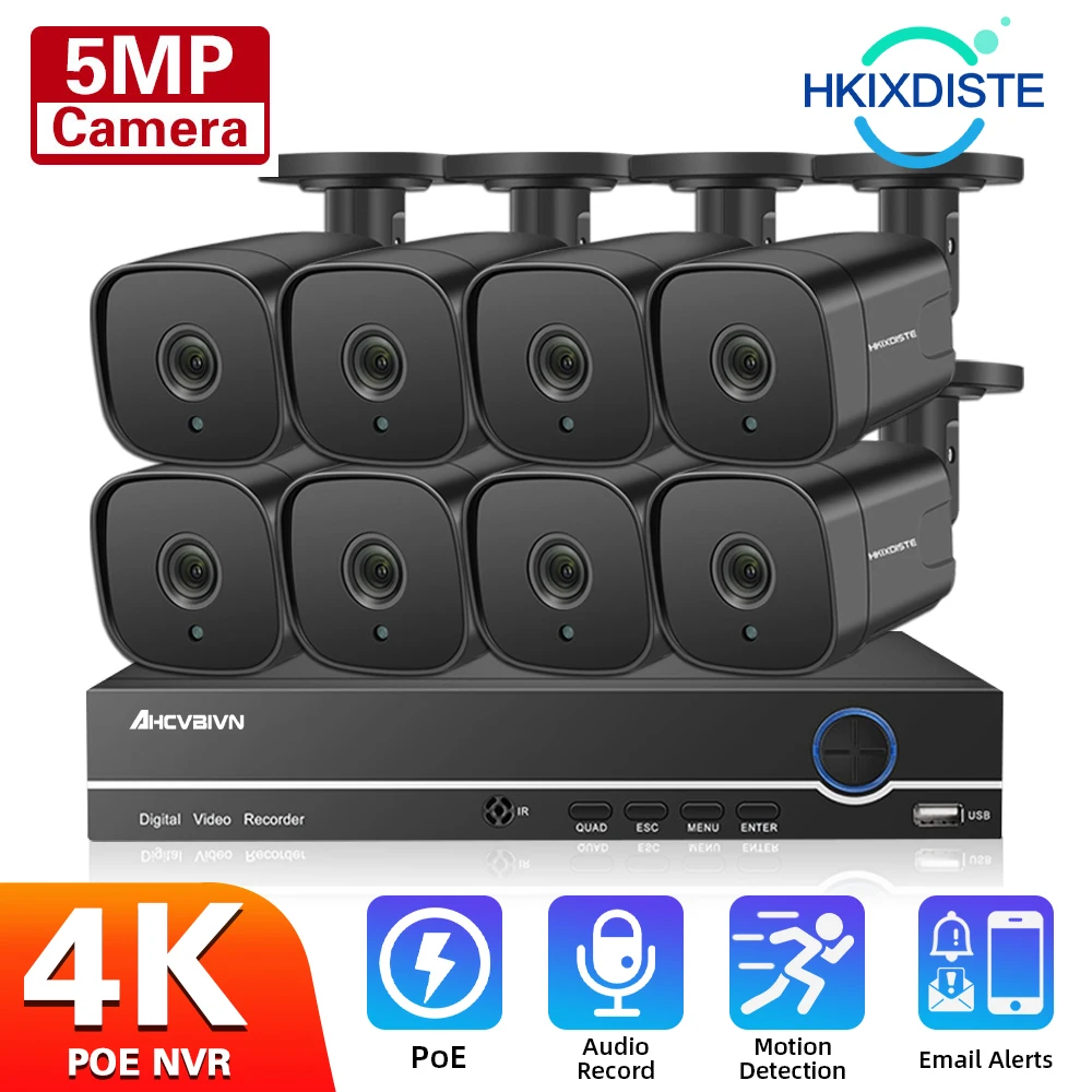 HKIXDISTE 8CH 5MP POE Video Security System 5.0MP Audio Outdoor Weatherproof IR Night Vision IP Camera CCTV Surveillance Kit
HKIXDISTE 8CH 5MP POE Video Security System 5.0MP Audio Outdoor Weatherproof IR Night Vision IP Camera CCTV Surveillance Kit