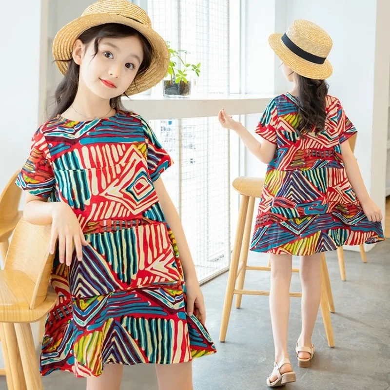 New dress Summer Dresses Girls Bohemia breathable Knee-Length Kids Dress for Teenage Girls Clothing for 3 5 7 8 10 12Years 2022
New dress Summer Dresses Girls Bohemia breathable Knee-Length Kids Dress for Teenage Girls Clothing for 3 5 7 8 10 12Years 2022