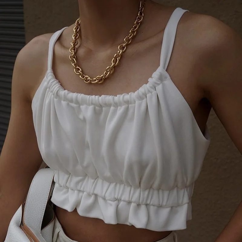 Ultra Short Y2K Spaghetti Belt U-neck Pleated Top for Women 2021 Summer Sexy Halter Bandage White Camisole Streetwear cute tops
Ultra Short Y2K Spaghetti Belt U-neck Pleated Top for Women 2021 Summer Sexy Halter Bandage White Camisole Streetwear cute tops