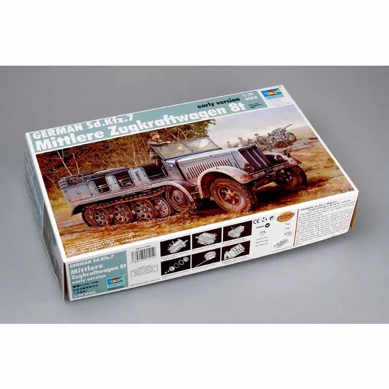 

Trumpeter 01514 1/35 German Sd.Kfz.7 8t Early Version Military Children Collectible Plastic Assembly Model Toy Building Kit