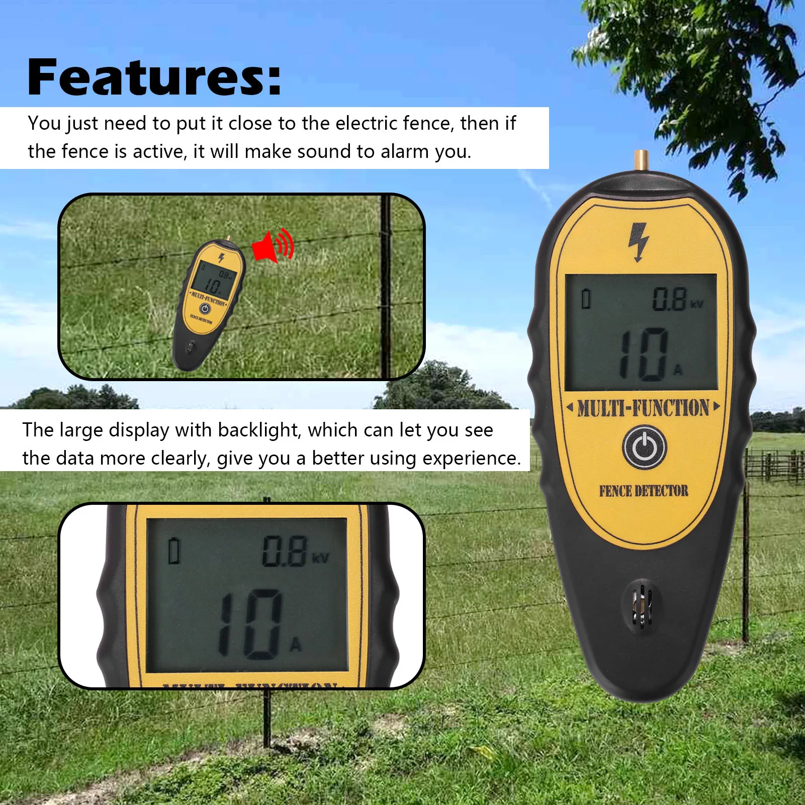 200-15000V Ranch Fence Digital Display Voltege Current Tester Fault Finder Current Direction Measuring LCD Backlight Display
200-15000V Ranch Fence Digital Display Voltege Current Tester Fault Finder Current Direction Measuring LCD Backlight Display