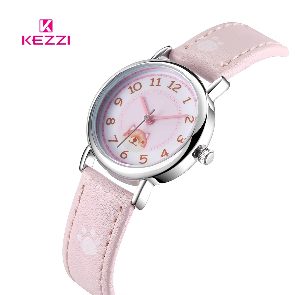 

KEZZI Lovely Children Watches Cats Puppy Numerals Dial Kids Watch Star Printing Strap Cartoon Students Quartz Wristwatch Clock