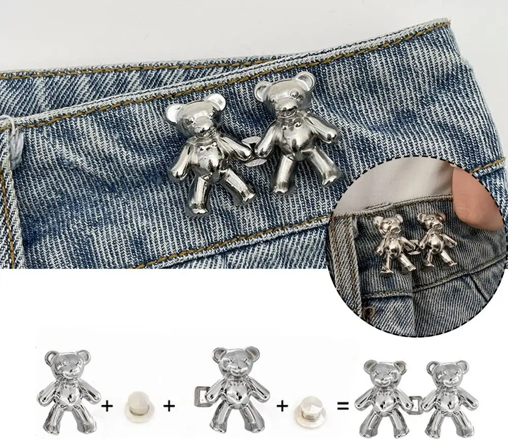 2 pieces of new cute bear buckle detachable nailless seamless waist button jeans waist size change small accept waist buckle
2 pieces of new cute bear buckle detachable nailless seamless waist button jeans waist size change small accept waist buckle