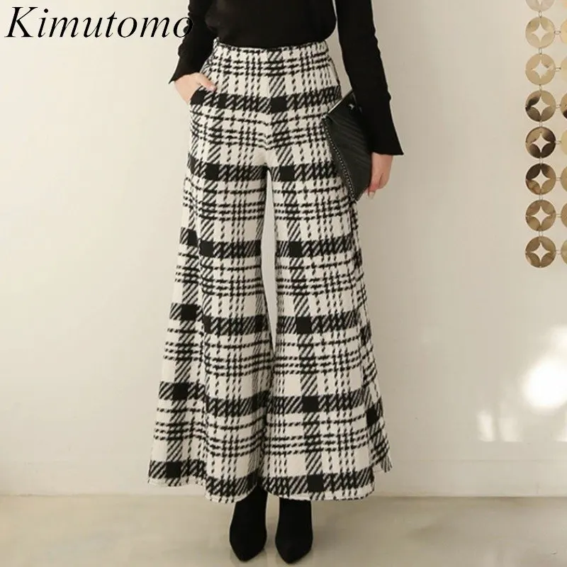 Kimutomo Vintage Loose Color Contrast Plaid Flare Pants Woman Elegant High Waist Versatile Wide Leg Trousers Ins Fashion New
Kimutomo Vintage Loose Color Contrast Plaid Flare Pants Woman Elegant High Waist Versatile Wide Leg Trousers Ins Fashion New