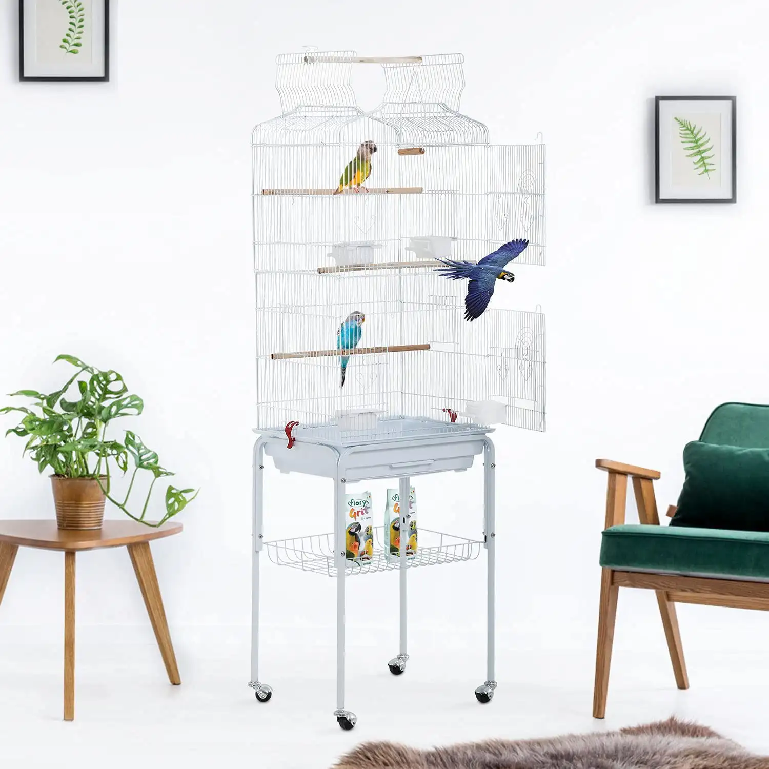 Cage Parakeet Cage 64 inch Open Top Standing Parrot Cage Accessories with Rolling Stand,White
Cage Parakeet Cage 64 inch Open Top Standing Parrot Cage Accessories with Rolling Stand,White