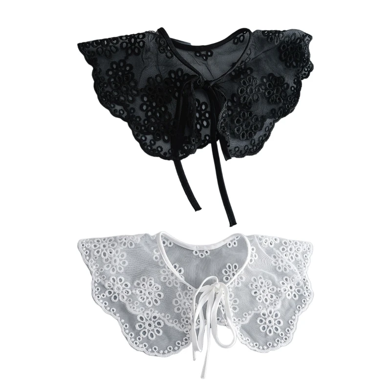 Women Hollow Out Lace Shawl Collar Sheer Mesh Embroidery Floral Shrug Capelet L21E 
Women Hollow Out Lace Shawl Collar Sheer Mesh Embroidery Floral Shrug Capelet L21E