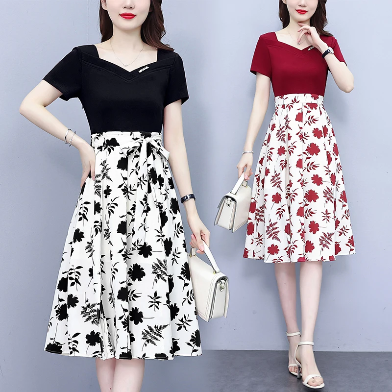 Plus-size Summer New Women's Fat Fashion Print Slim-fit Lace-up Patchwork Lady Dress
Plus-size Summer New Women's Fat Fashion Print Slim-fit Lace-up Patchwork Lady Dress