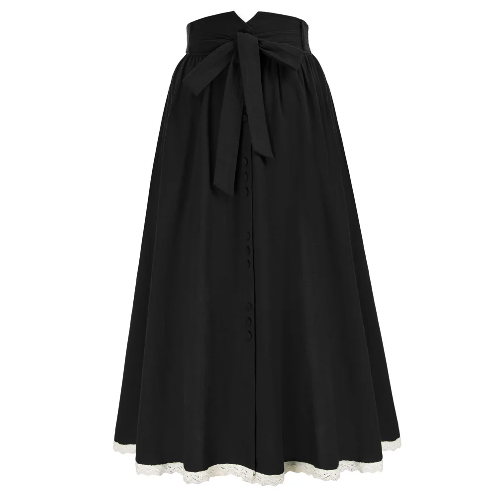 Renaissance Cotton Skirt Women High Waist Button-up Lace Hem Mid-Calf Skirt Belt Buttons Decor Vintage Temperament Long Skirts
Renaissance Cotton Skirt Women High Waist Button-up Lace Hem Mid-Calf Skirt Belt Buttons Decor Vintage Temperament Long Skirts