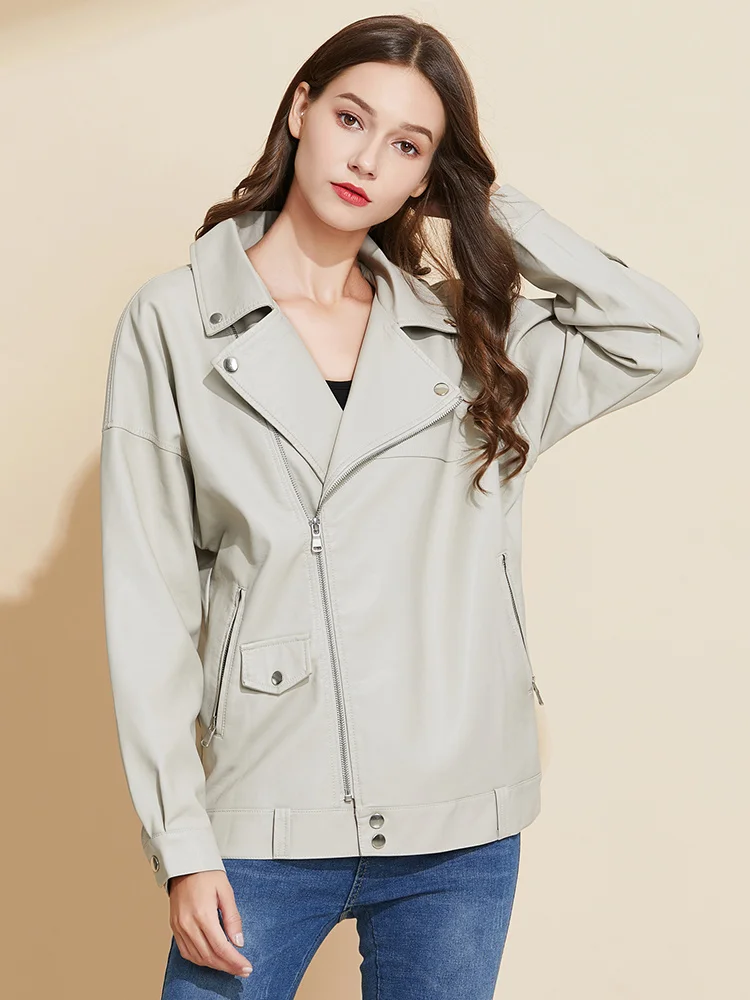 New Spring Women BF Faux Leather Jacket Streetwear Female Moto Biker Pu Leather Coat Zipper Rivet Outwear
New Spring Women BF Faux Leather Jacket Streetwear Female Moto Biker Pu Leather Coat Zipper Rivet Outwear