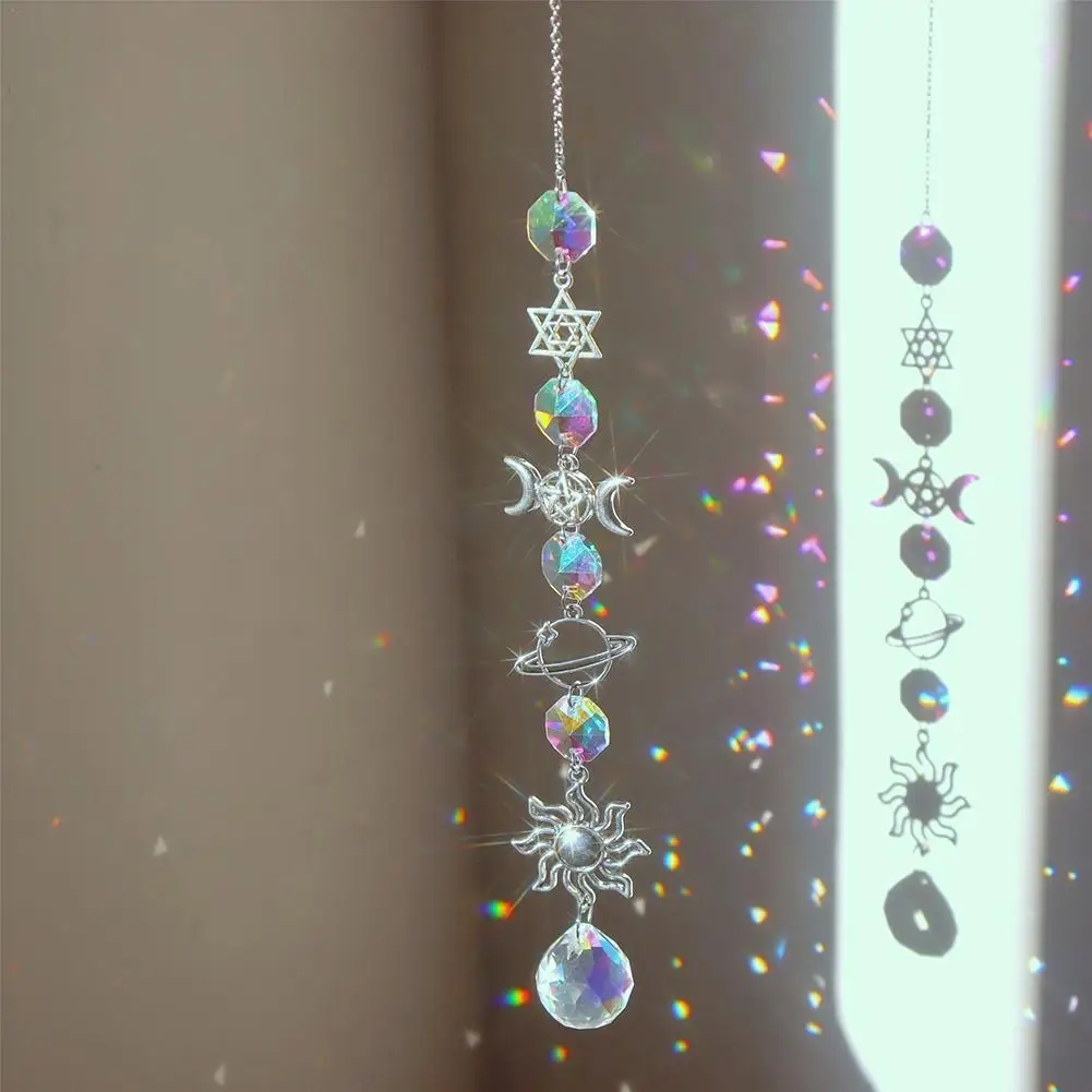 Crystal Wind Chime Moon Diamond Prisms Pendant Dream Catcher Rainbow Chaser Hanging Drop Home Garden Car Decor Windchime
Crystal Wind Chime Moon Diamond Prisms Pendant Dream Catcher Rainbow Chaser Hanging Drop Home Garden Car Decor Windchime