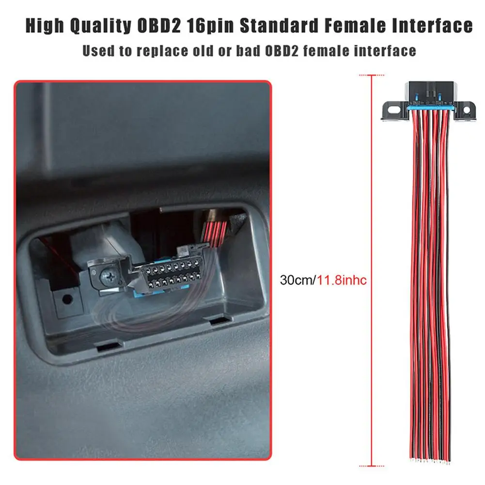 Car Diagnostic Extension Cable 30cm Universal Terminal Female 16-pin Obd2 Car Ecu Testing Line Connector
Car Diagnostic Extension Cable 30cm Universal Terminal Female 16-pin Obd2 Car Ecu Testing Line Connector