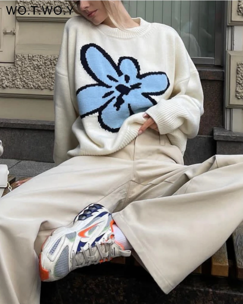 WOTWOY Autumn Winter Knitted Print Sweater Women Oversized Thick Warm Flower Vintage Pullovers Female Jacquard Jumpers 2022 New
WOTWOY Autumn Winter Knitted Print Sweater Women Oversized Thick Warm Flower Vintage Pullovers Female Jacquard Jumpers 2022 New
