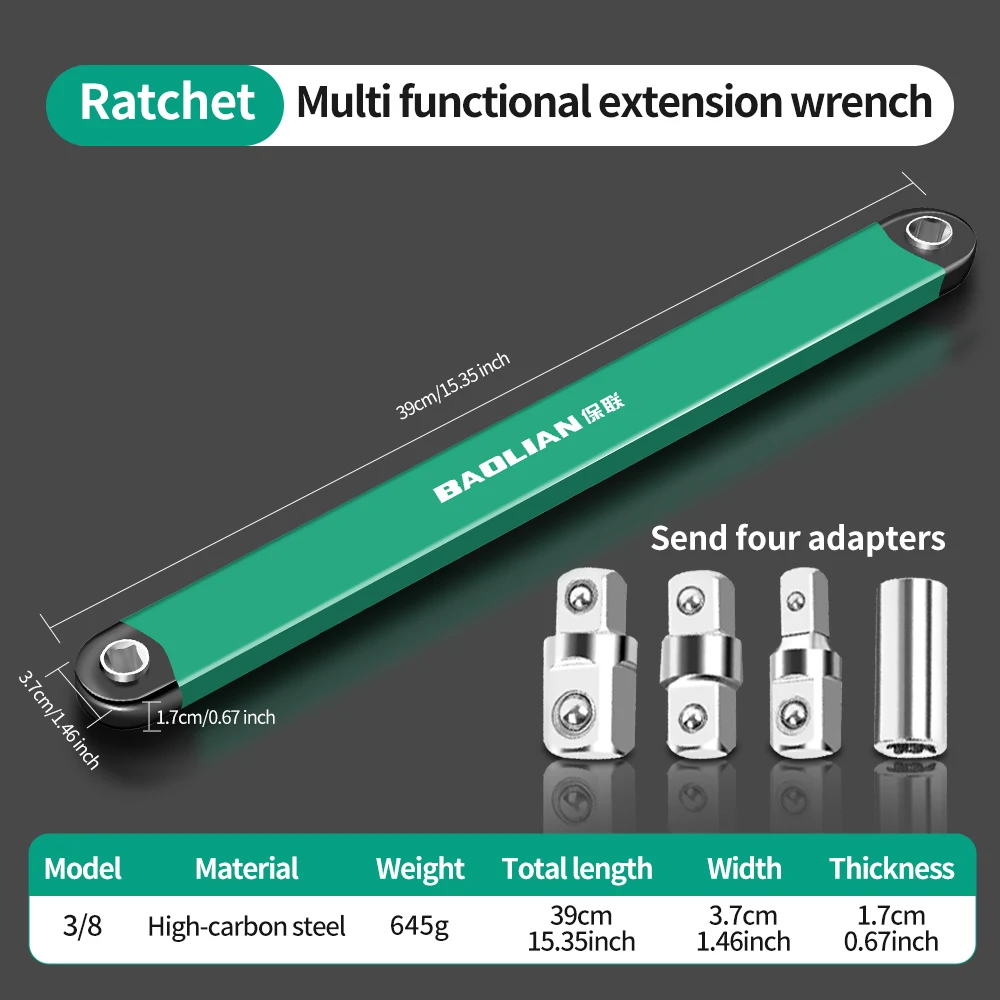 Многофункциональный ключ Baolian с удлинением и адаптерами 1/2, 1/4, 3/8
Многофункциональный ключ Baolian с удлинением и адаптерами 1/2, 1/4, 3/8