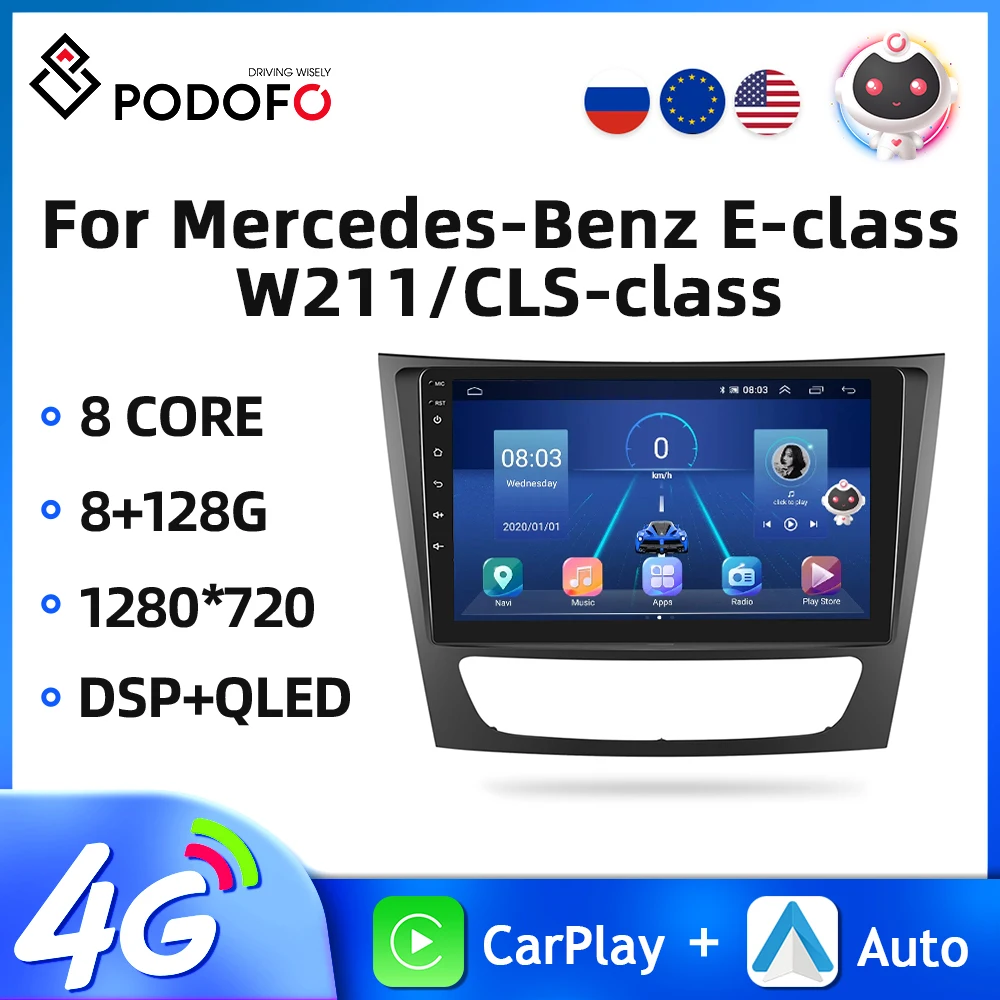 Автомагнитола Podofo, 2DIN, для Mercedes-Benz E-class W211/CLS-class 2005-2008, Android, мультимедийный видеоплеер, GPS, Wi-Fi, 9 дюймов
Автомагнитола Podofo, 2DIN, для Mercedes-Benz E-class W211/CLS-class 2005-2008, Android, мультимедийный видеоплеер, GPS, Wi-Fi, 9 дюймов