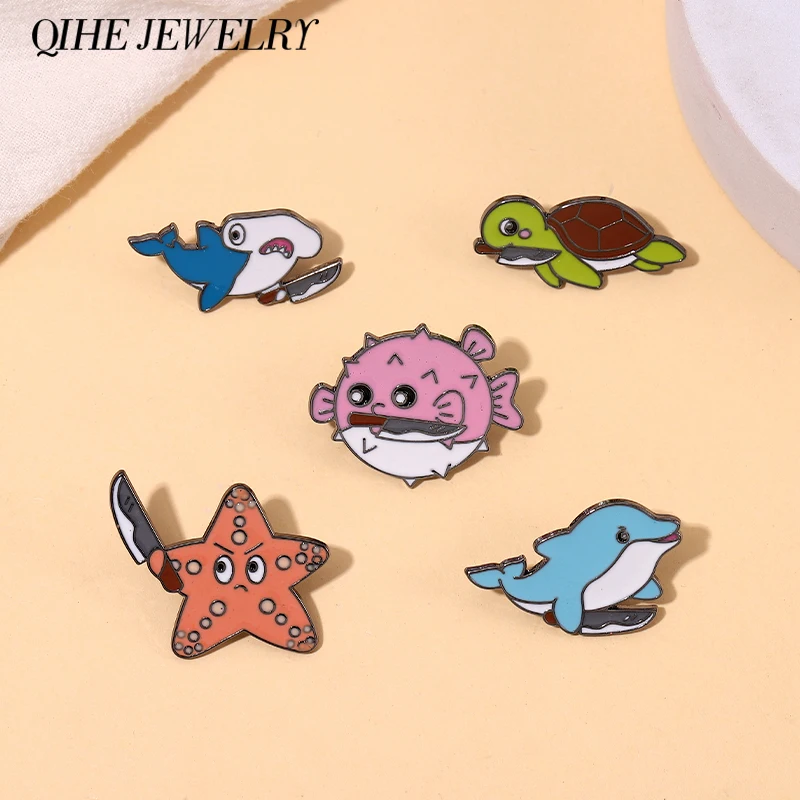 Cute Animal Enamel Lapel Pins Custom Cartoon Shark Starfish Dolphin Turtle Brooches Badge Jewelry Gift for Friend Free Shipping
Cute Animal Enamel Lapel Pins Custom Cartoon Shark Starfish Dolphin Turtle Brooches Badge Jewelry Gift for Friend Free Shipping