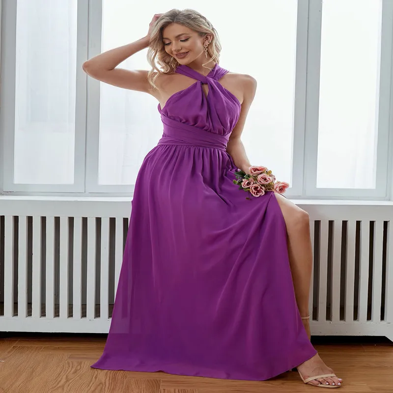 2022 European and American Spring and Summer New Elegant Women's Dresses with Halter Neck Sexy Waist and Slit Temperament Dress
2022 European and American Spring and Summer New Elegant Women's Dresses with Halter Neck Sexy Waist and Slit Temperament Dress