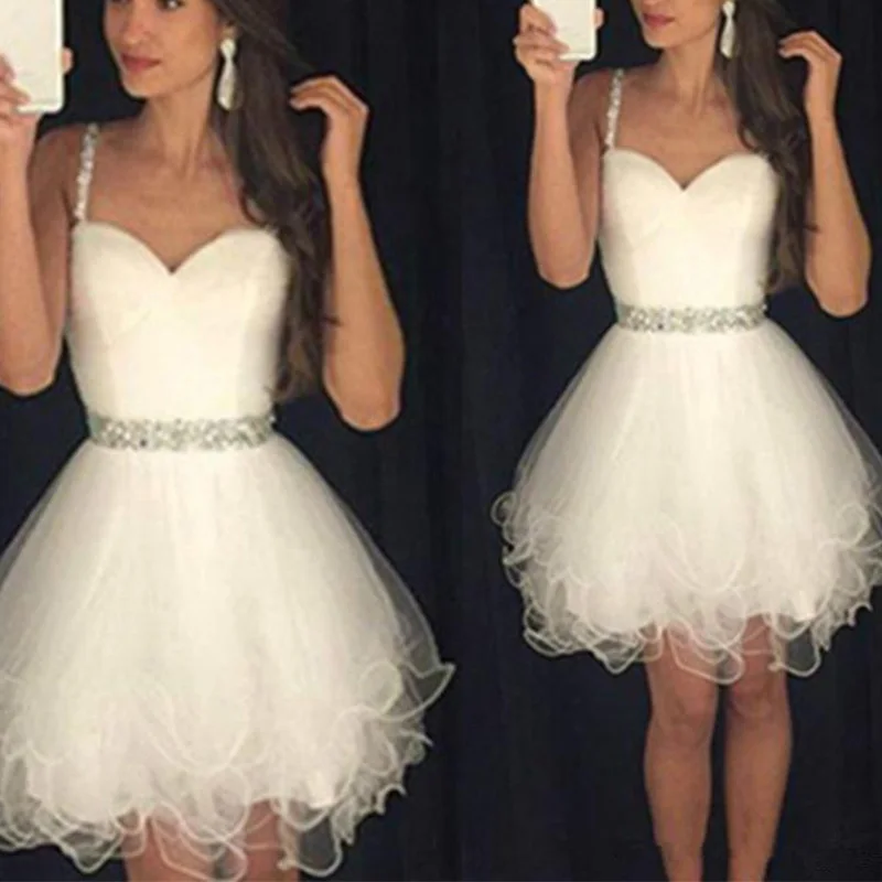 2022 Elegant Short Formal Party Spaghetti Strap Sweetheart Evening Dress Tulle Occasion Prom Dress White Vestidos De Noche
2022 Elegant Short Formal Party Spaghetti Strap Sweetheart Evening Dress Tulle Occasion Prom Dress White Vestidos De Noche