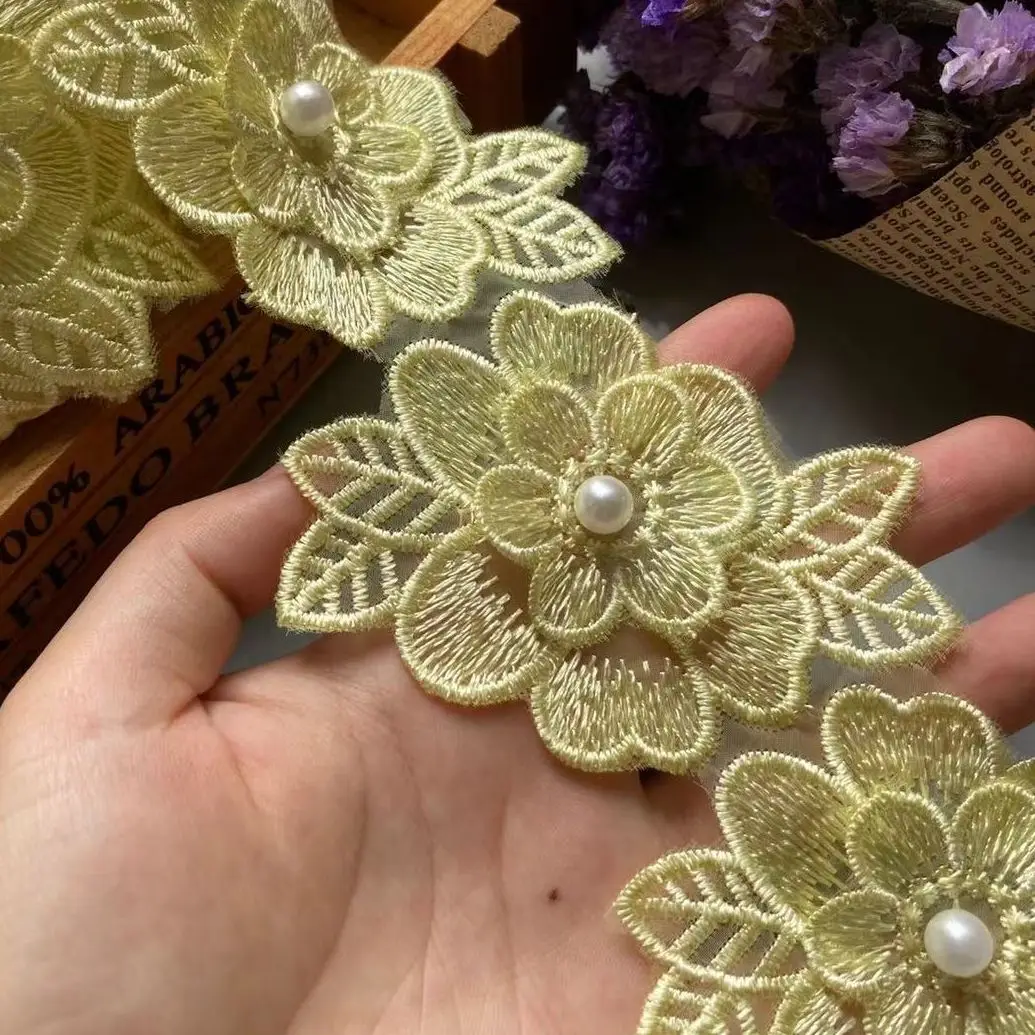 10X Vintage Yellow Polyester Pearl Flower Embroidered Lace Trim Ribbon Fabric Handmade DIY Garment Wedding Dress Sewing Craft
10X Vintage Yellow Polyester Pearl Flower Embroidered Lace Trim Ribbon Fabric Handmade DIY Garment Wedding Dress Sewing Craft