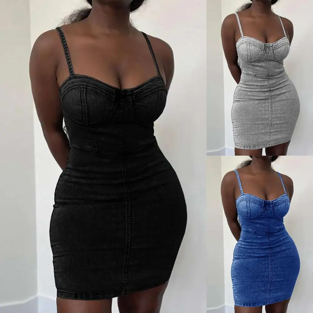 Bodycon Dress Elastic Wear Resistant Slim Sexy Skinny Sling Short Dress Denim Dress for Banquet
Bodycon Dress Elastic Wear Resistant Slim Sexy Skinny Sling Short Dress Denim Dress for Banquet