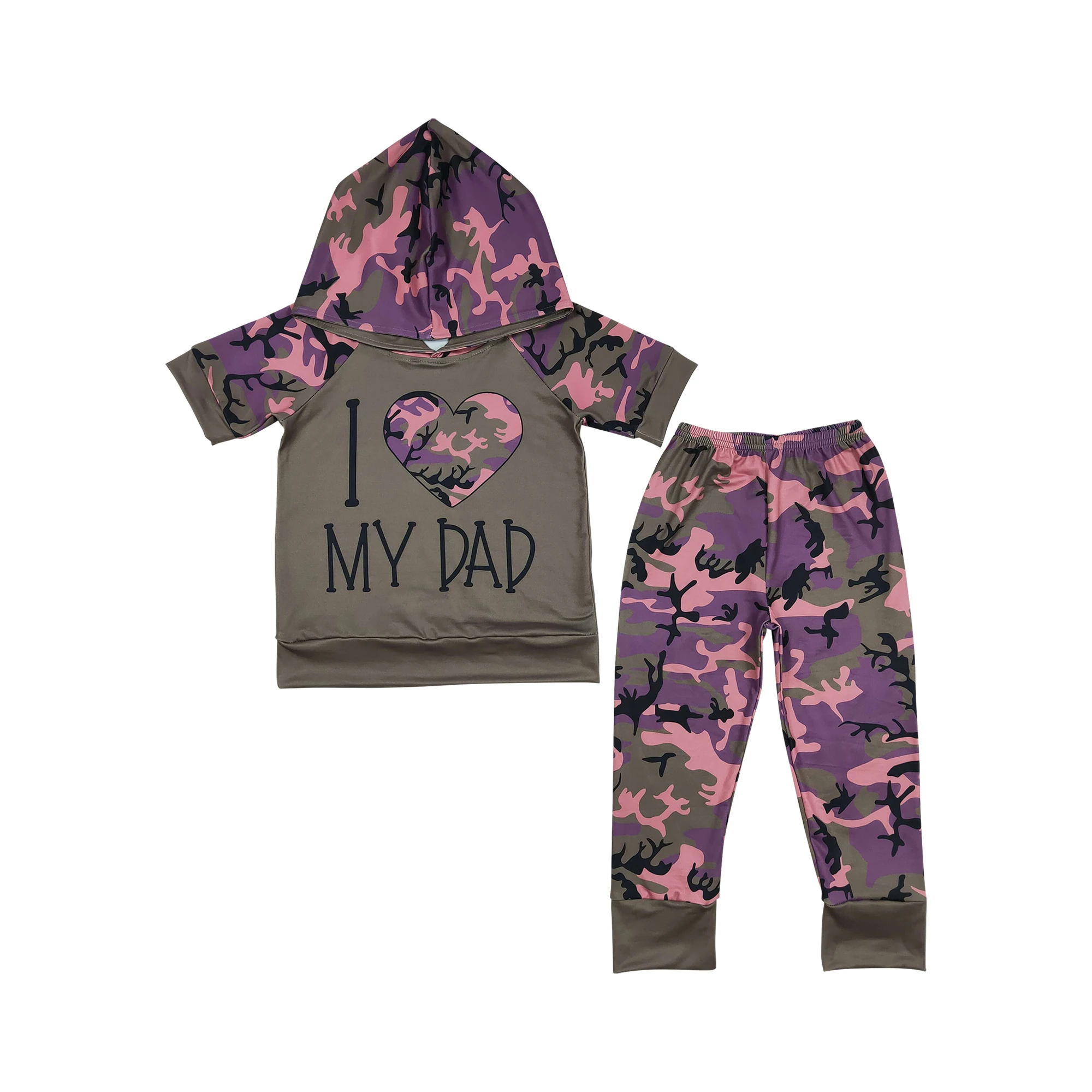 

I love my Dad baby boy short sleeve camo hoodie set kids summer clothes toddle kids ready to ship stock boutique outfits