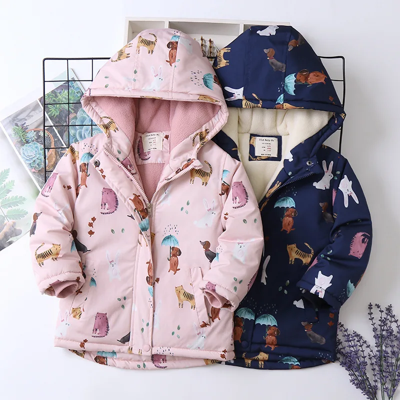 Winter Children's Padded Clothes Coat Girls Cartoon Rabbit Cat Cotton Clothes Boys Fleece Thickened Outwear
Winter Children's Padded Clothes Coat Girls Cartoon Rabbit Cat Cotton Clothes Boys Fleece Thickened Outwear