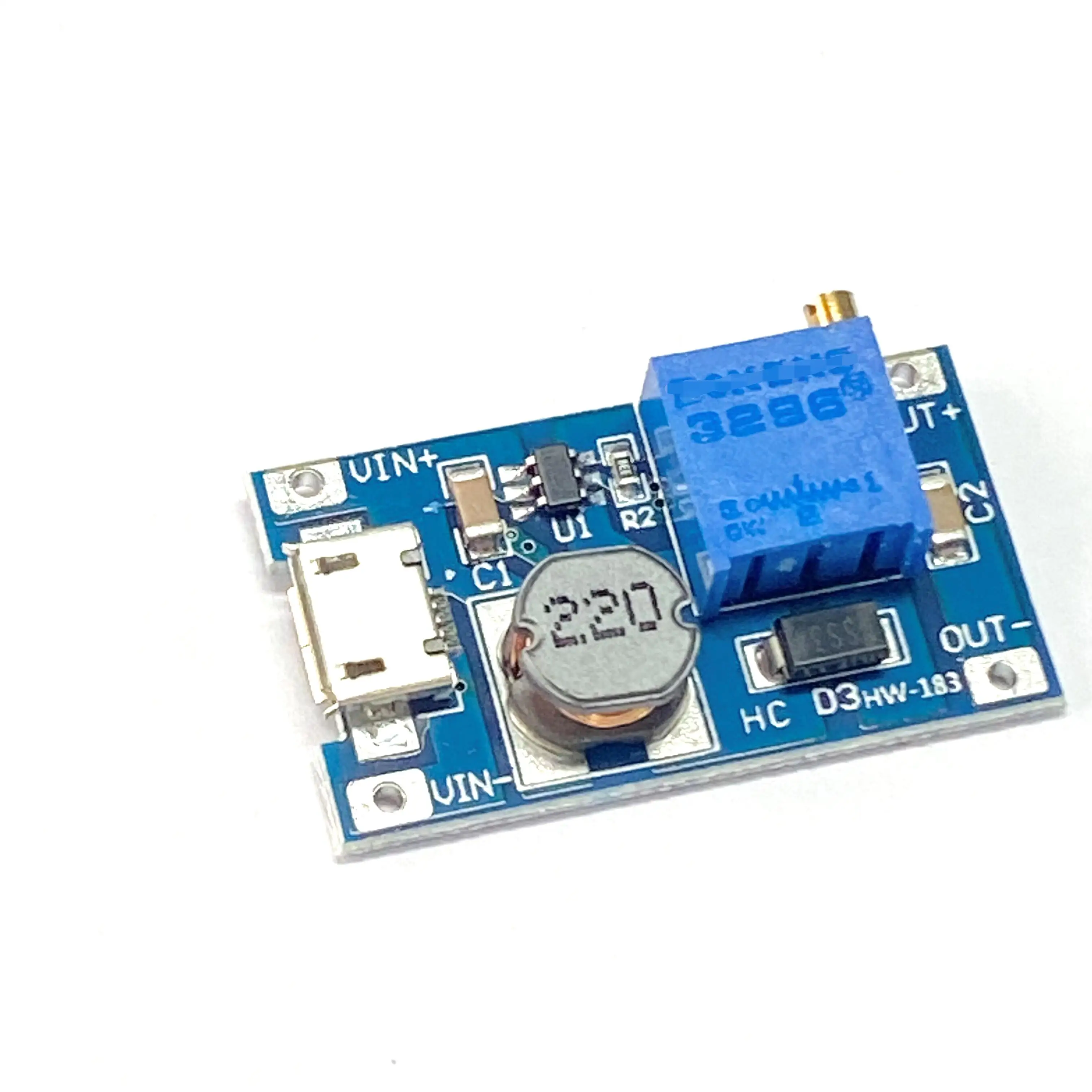 DC-DC 2A Adjustable Boost Module Boost Plate Step Up Module with MICRO USB 2V-24V to 5V 9V 12V 28V MT3608
DC-DC 2A Adjustable Boost Module Boost Plate Step Up Module with MICRO USB 2V-24V to 5V 9V 12V 28V MT3608