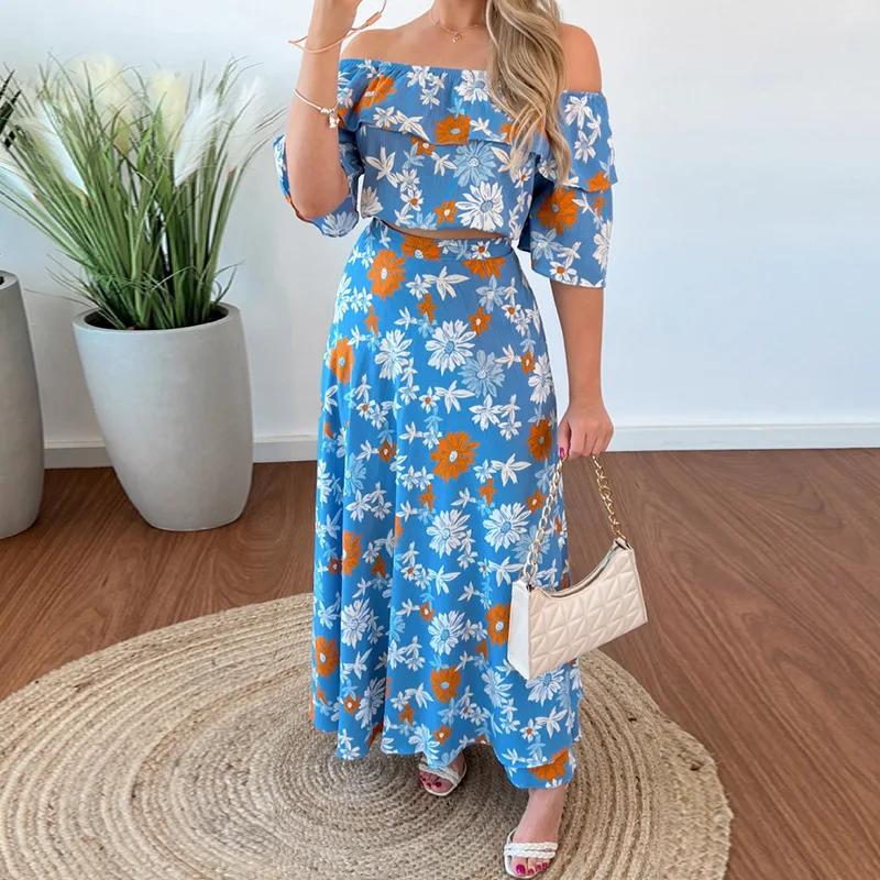 Fashion Off Shoulder Top With Long Skirt Two Piece Sets Casual Summer Short Sleeve Outfits Elegant Sweet Floral Print Beach Suit
Fashion Off Shoulder Top With Long Skirt Two Piece Sets Casual Summer Short Sleeve Outfits Elegant Sweet Floral Print Beach Suit