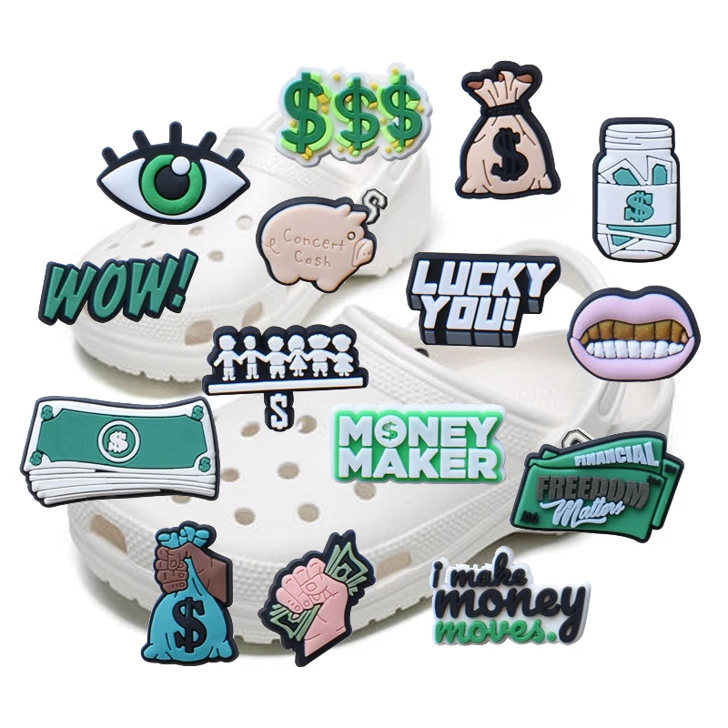 Get Rich Dollar Pins Croc Charms For Garden Shoes Decoration Money Maker Pin Clog Wristband Accessories 15-pack Wholesale Bulk
Get Rich Dollar Pins Croc Charms For Garden Shoes Decoration Money Maker Pin Clog Wristband Accessories 15-pack Wholesale Bulk
