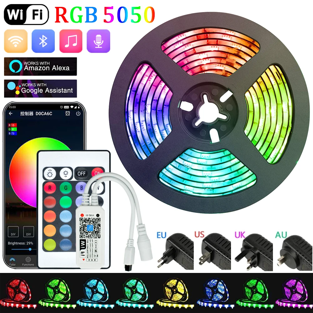 LED Strip Lights RGB 5050 Bluetooth Wifi Control 2835 Waterproof Flexible Ribbon Tape For TV Backlight Room Home Party Decorate
LED Strip Lights RGB 5050 Bluetooth Wifi Control 2835 Waterproof Flexible Ribbon Tape For TV Backlight Room Home Party Decorate