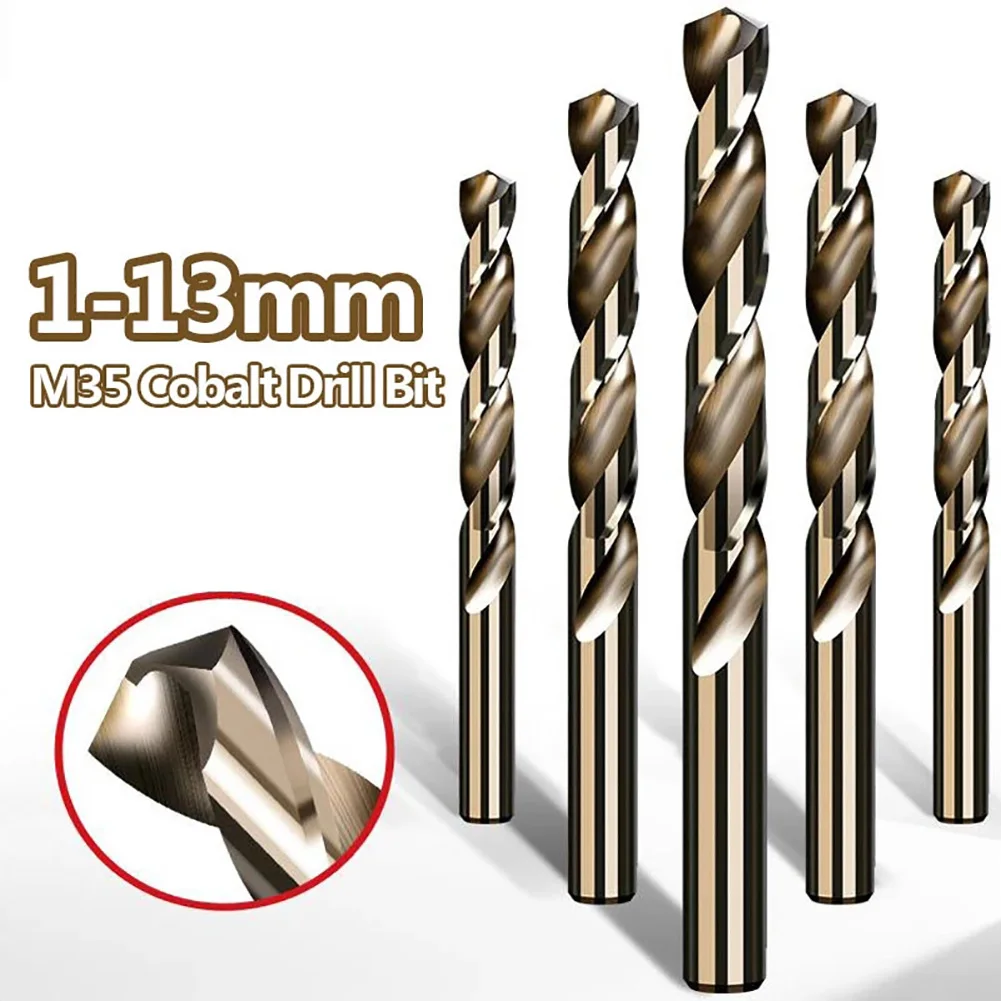 1mm-13mm Cobalt HSS Drill Bit M35 For Stainless Steel Drilling Metalworking Metal Reamer Tools Drilling Round Shank
1mm-13mm Cobalt HSS Drill Bit M35 For Stainless Steel Drilling Metalworking Metal Reamer Tools Drilling Round Shank