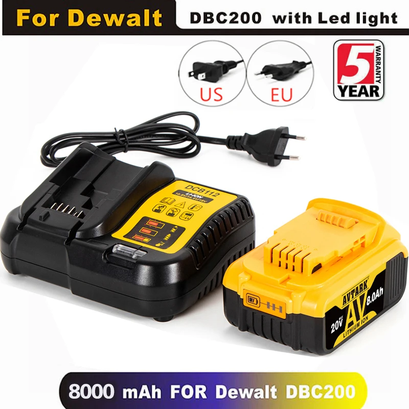 Новейшая батарея и зарядное устройство DCB200 20 в 6000 мАч для DeWalt 18 в DCB184 DCB200 DCB182 DCB180 DCB181 DCB182 201, аккумуляторные инструменты
Новейшая батарея и зарядное устройство DCB200 20 в 6000 мАч для DeWalt 18 в DCB184 DCB200 DCB182 DCB180 DCB181 DCB182 201, аккумуляторные инструменты