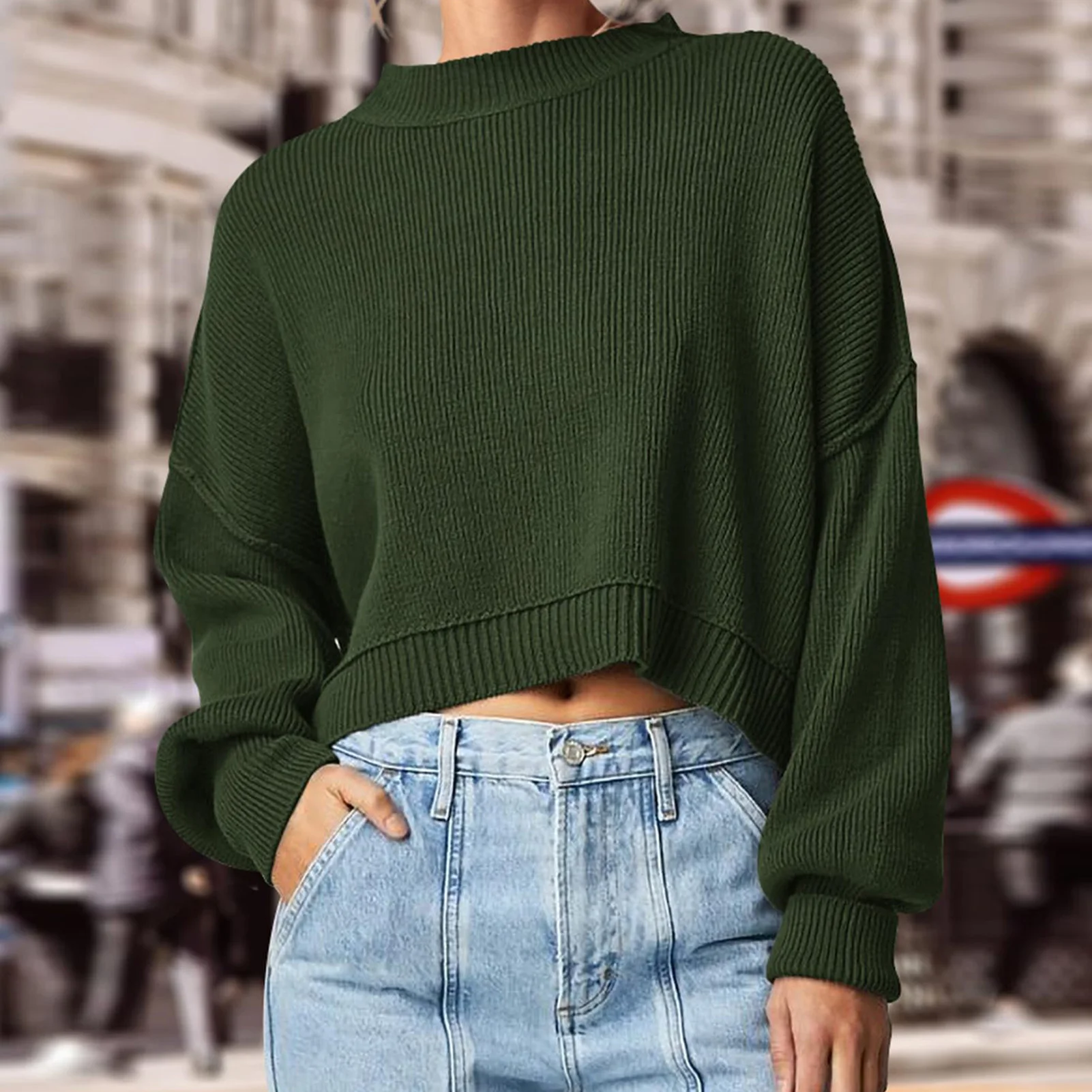 Women Ribbed Crop Pullover Elegant Knit Blouse Crop Sweater Casual Loose Solid Color Lantern Sleeve Short Shirt Top Outerwear
Women Ribbed Crop Pullover Elegant Knit Blouse Crop Sweater Casual Loose Solid Color Lantern Sleeve Short Shirt Top Outerwear