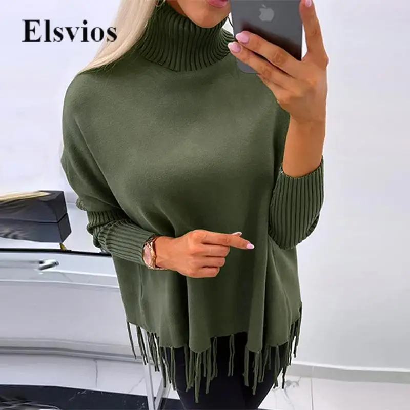 Winter Warm Office Lady Turtleneck Knitted Tops Women Autumn Long Sleeve Sweater Casual Fashion Tassel Hem Loose Jumper Pullover
Winter Warm Office Lady Turtleneck Knitted Tops Women Autumn Long Sleeve Sweater Casual Fashion Tassel Hem Loose Jumper Pullover
