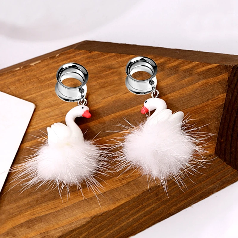 2PC White Feather Swan Pendant Ear Tunnels Plugs Earrings Gauge Steel Ear Pierced Expander Stretcher Pircing Jewelry Ear Reamer
2PC White Feather Swan Pendant Ear Tunnels Plugs Earrings Gauge Steel Ear Pierced Expander Stretcher Pircing Jewelry Ear Reamer