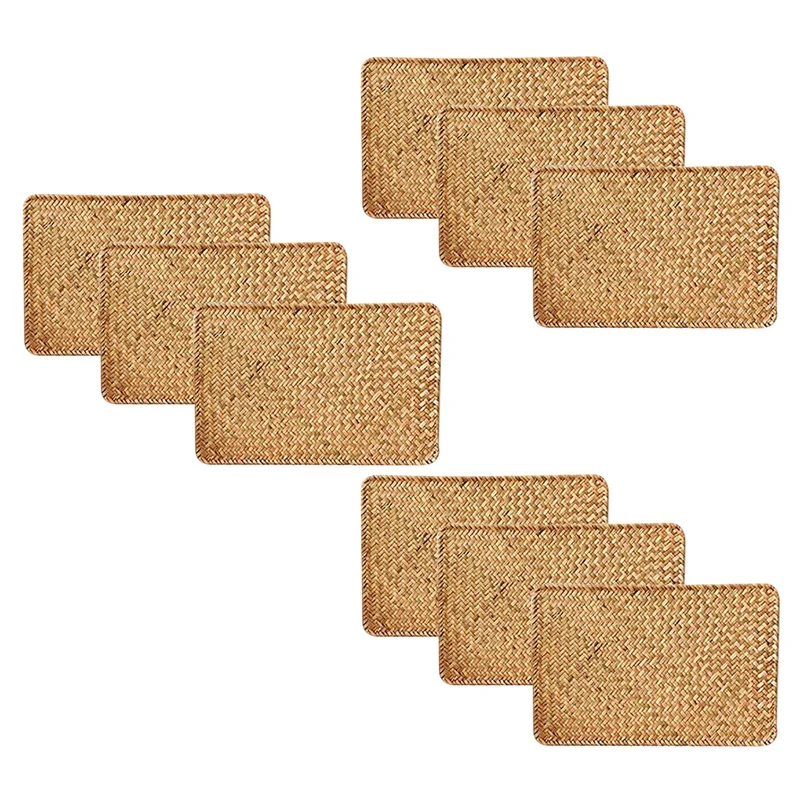 Pack of 9, Natural Seagrass Place Mat, 17.7Inch x 12Inch, Hand-Woven Rectangular Rattan Placemats
Pack of 9, Natural Seagrass Place Mat, 17.7Inch x 12Inch, Hand-Woven Rectangular Rattan Placemats