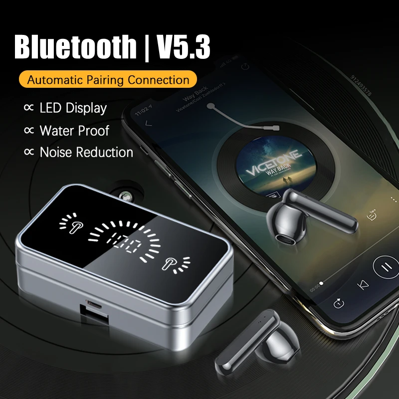 Беспроводные наушники TWS водонепроницаемые Bluetooth Спортивная шумоподавляющая