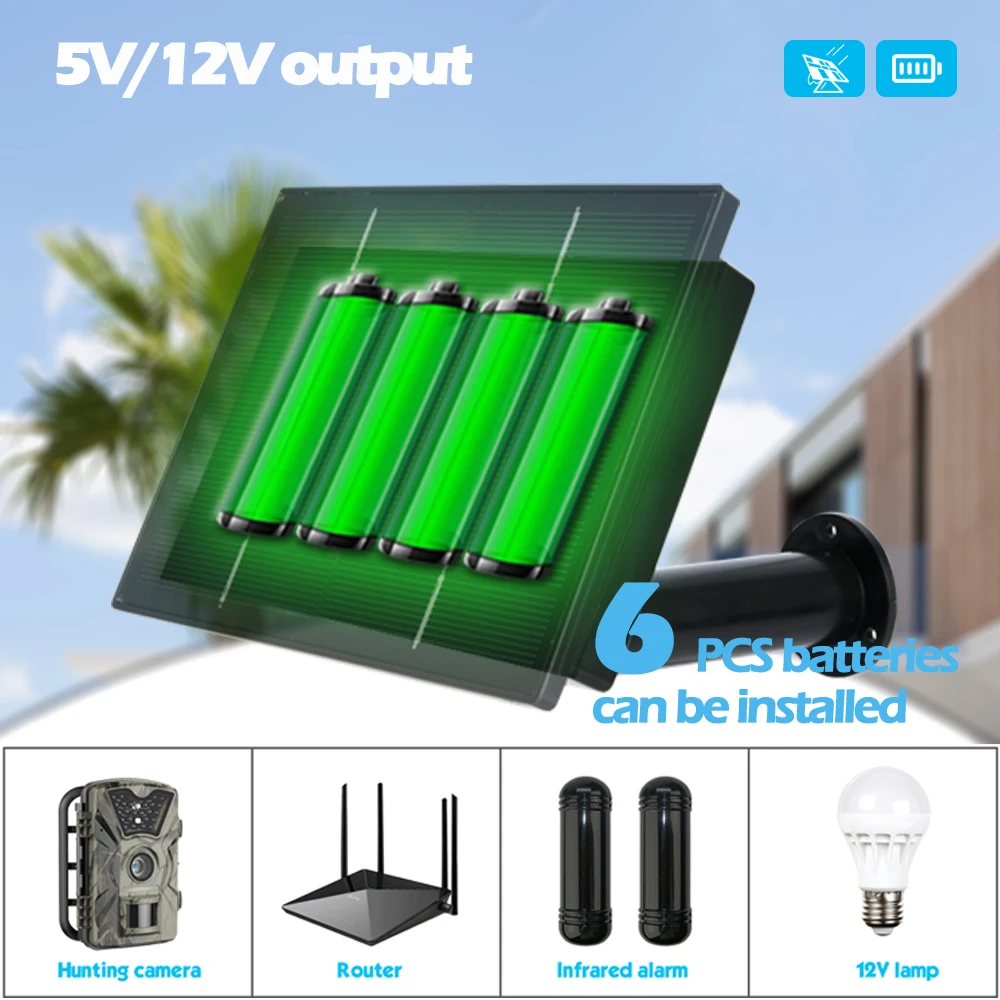Solar Panel Built-in 18650 Battery Outdoor 2PCS Cable 4W Waterproof Charger USB TypeC 5V 12V Powered Security WIFI Camera Router
Solar Panel Built-in 18650 Battery Outdoor 2PCS Cable 4W Waterproof Charger USB TypeC 5V 12V Powered Security WIFI Camera Router