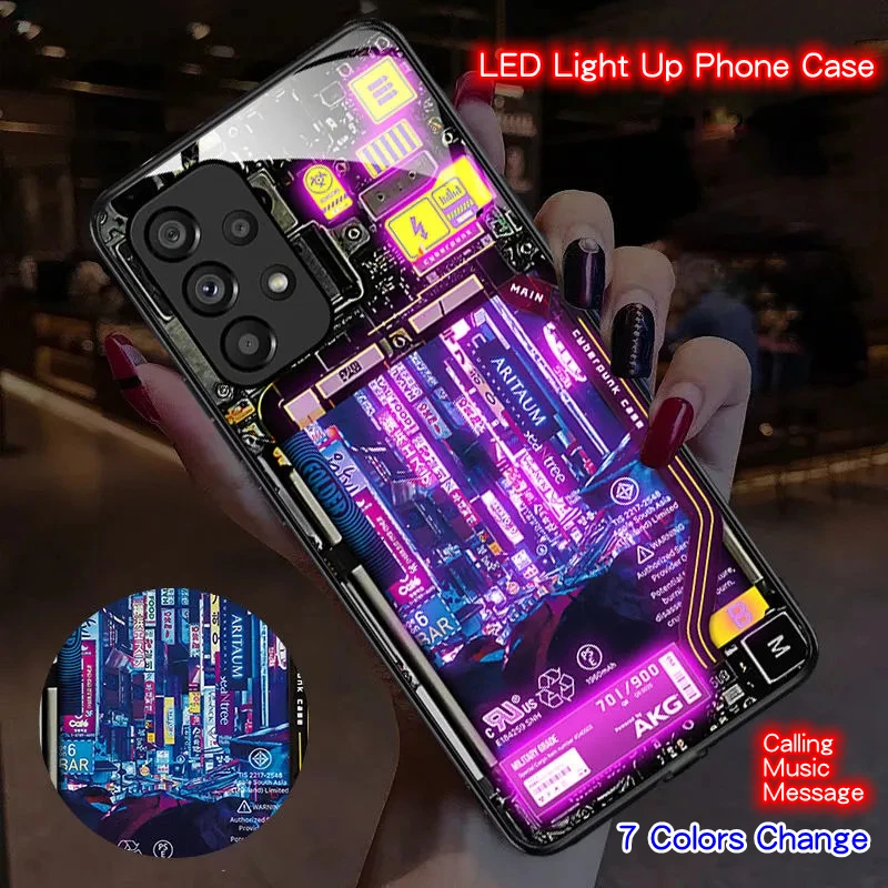 

2023 Luxury Smart Luminous Cell Phone Cases New For Samsung S23 S21 S22 S20 FE Plus Ultra A53 A14 Voice Lighting Call Flashes