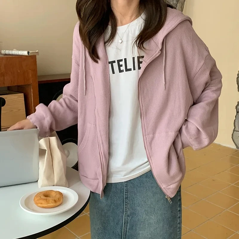 Yasuk Spring Autumn Casual Pullover T-Shirts Women's Loose Zipper Cardigan Sporty Solid Simple Versatile Drawstring Hoodie
Yasuk Spring Autumn Casual Pullover T-Shirts Women's Loose Zipper Cardigan Sporty Solid Simple Versatile Drawstring Hoodie