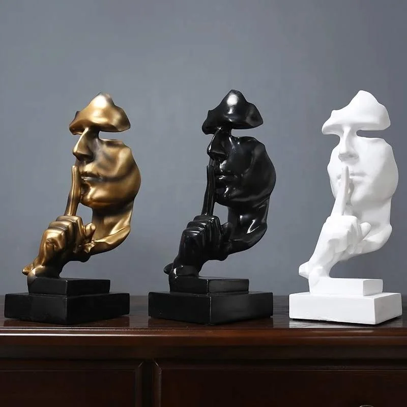 Thinker Statue Silence Is Gold Sculpture Retro Ornaments Living Room Desktop Display Furnishing Office Home Decoration Crafts
Thinker Statue Silence Is Gold Sculpture Retro Ornaments Living Room Desktop Display Furnishing Office Home Decoration Crafts