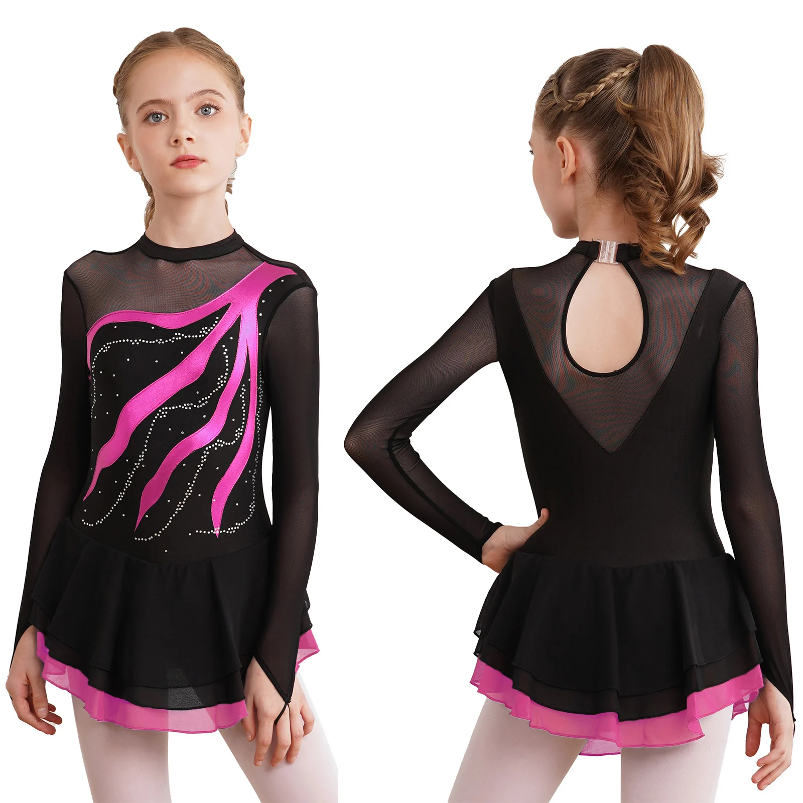 Kids Girls Shiny Rhinestone Decorated Figure Skating Ballet Dance Dress Gymnastic Ballet Tutu Dance Dress Long Sleeve Dance wear
Kids Girls Shiny Rhinestone Decorated Figure Skating Ballet Dance Dress Gymnastic Ballet Tutu Dance Dress Long Sleeve Dance wear